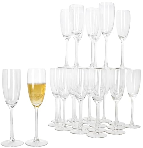MamboCat Lot de 25 flûtes à champagne Grande Royal - 120 ml - Hauteur : 22 cm - Verre à champagne transparent moderne avec pied - Flûte à champagne pour prosecco, champagne, etc. - Verres transparents