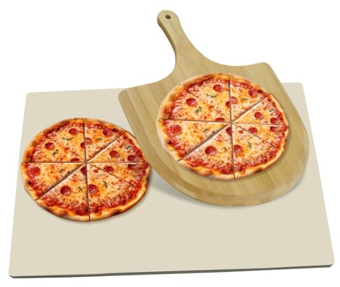 Pizzastein für Ofen, 50,8 cm, großer Pizzastein für Grill, Backstein, Cordierit, Brotstein, ideal zum Backen verschiedener Größen von Pizza oder Brot, rechteckig, 50,8 x 34,9 cm