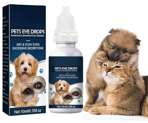 Pet Eye Drops,Pet Eye Drops For Cats And Dogs To Remove,Lubricating Eye Drops for Pet,Tear Stain Remover For Dogs & Cats,Eye Itching Relief Potion for Pets,Care And Cleaning Around The Eyes,10 ml