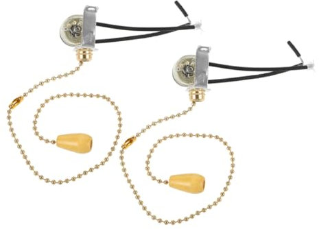 Gadpiparty 2pièces Interrupteur à Tirette Pour Lumière Et Ventilateur De Plafond Cordon Fer Compatible Lampes Murales Et Plafonniers Remplacement Diy Facile Et Résistant