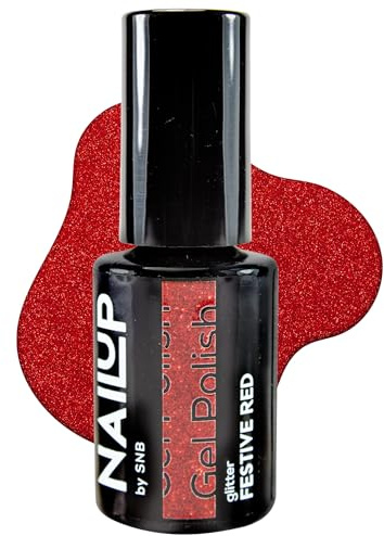 NAILUP by SNB UV/LED Gel Nagellack für Maniküre & Pediküre 6ml - Glitter | Gel Polish | SNB Professional Farben UV Lack Gel Nägel Nageldesign | Gelnägel | Gel Nail Polish (Festive Red, 6ml)