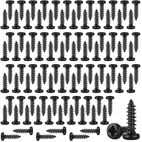 100 Pcs M3 X 10mm Black Self Tapping Screws, Pan Head Screws, Stainless Steel Self-Tapping Screws, Small Self Drilling Screws for Plastic, Wood, Metals