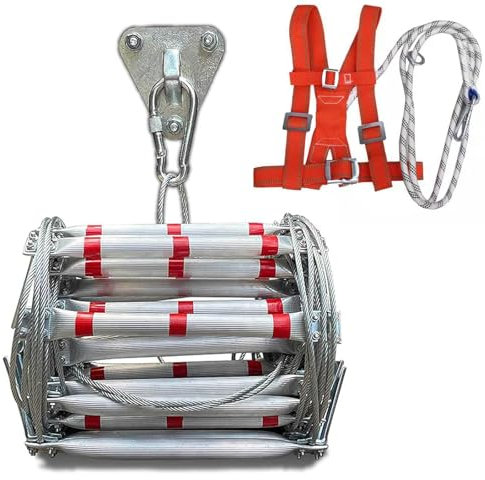 SNBGRYE Aluminiumlegierung Feuerleiter, Notfall-Evakuierungsleiter, 5-30 M Lang/Tragkraft 500 Kg, Faltbare Bauleiter, Flexible Drahtleiter,20m
