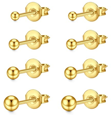 LAURITAMI Ohrstecker Set 3-8mm Zirkonia Eingelegt Ohrstecker,20G Chirurgenstahl Medizinische Ohrstecker Knorpel Ohrringe für Damen und Herren Mehrfache Piercings Schmuck