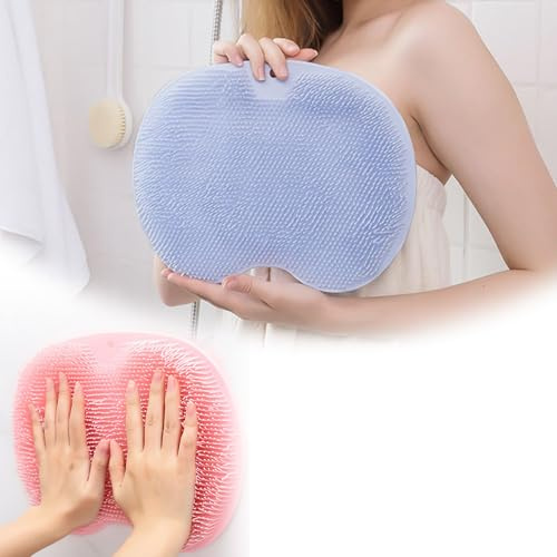 Almohadilla de limpieza para la espalda de los pies, tapete de ducha con ventosas antideslizantes, tapete de silicona para montar en la pared, almohadilla de baño para hombres y mujeres (azul)