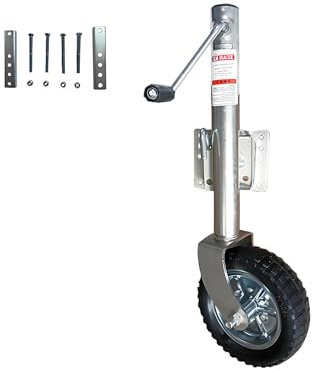 Ruota di supporto 900 kg per rimorchio, tubo da 57 mm, Rotella di sostegno carico pesante, ruote per rimorchi, cric regolabile per rimorchi per auto, barche, roulotte, rimorchi (Asta laterale)