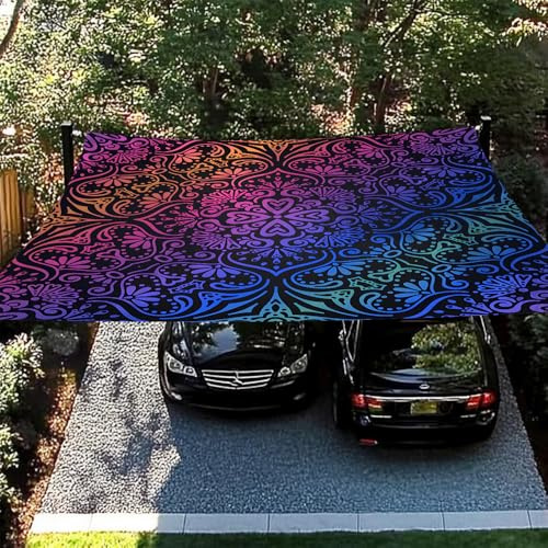 Treer Sonnensegel Rechteckig wasserdichte, 3D Retro Exotisches Muster Polyester Strandzelt mit 4 Seilen, Sonnenschutz im Außenbereich für Garten, Terrasse, Balkon, Strand (Farbe,1.8x1.8m)