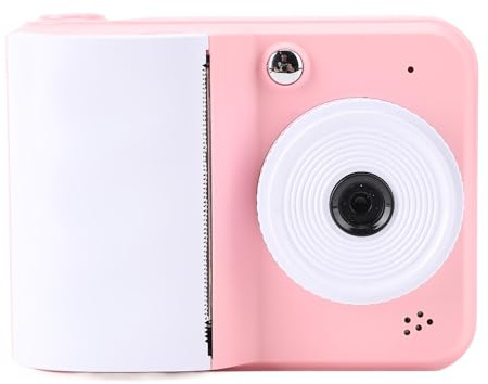 Instant Camera, 1080p 48MP LIVIVID FÄRGER 2,4 Tum HD -skärm 1800mAh Battery Cartoon Instant Camera 90 Min Inspelning med Tryckpapper för Underhållning (Rosa)