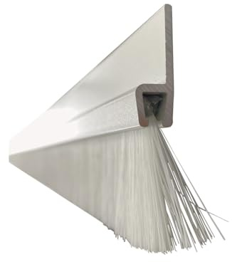 Bürstendichtung, Türdichtung, Türbesen, Streifenbürste 1500mm, Alu: weiß pulverbeschichtet, Besatz: PPN weiß in Industriequalität (25mm)