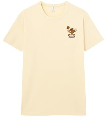 Pampling T-shirt à manches courtes imprimé, 100 % coton, double impression, vêtement unisexe pour homme et femme, sérigraphié avec col rond et coupe droite, couleur beige (Born To Play), Born To Play