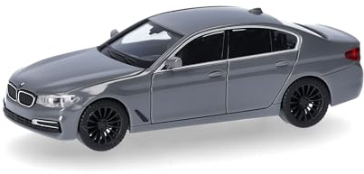 Herpa modellbil BMW 5-serie (G30) sedan, nardogrå, miniatyr i skala 1:87, samlarobjekt, tillverkad i Tyskland, plastmodell