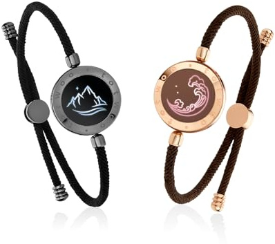 TOTWOO Intelligente Partnerarmbänder für Fernbeziehungen mit 1-zu-1-Bluetooth-Kopplung per App – Romantisches Geschenk mit Leuchten & Vibration bei Berührung, aus Edelstahl 316