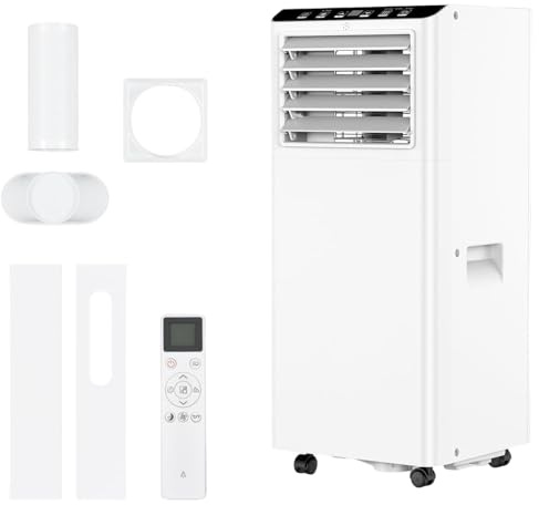 Portable Air Conditioning Unit 9000 BTU, 5-in-1 Cooling Fan, Dehumidifier & Air Conditioning Unit w/Remote Control, Digital Display, Sleep Mode & 24h Timer, Window Kit for Rooms up to 400sq.ft
