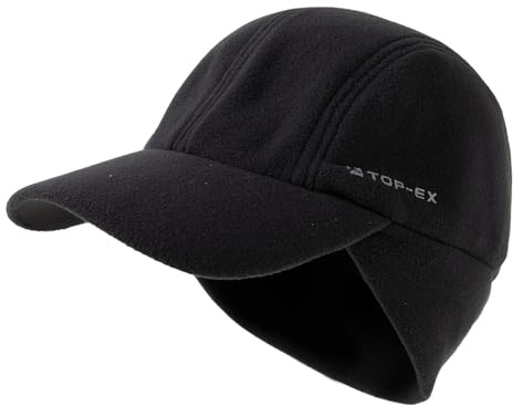 TOP-EX ChicPony M/L/XL vattentät basebollkeps dam vinter med öronlappar hästsvans beanie varm mössa med fleecefoder dam löpning vintermössa reflekterande, 95595#schwarz_fleecefoder, M-L