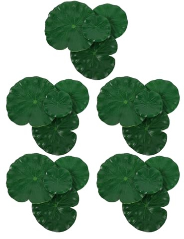 Générique Nénuphars Artificiels Flottants pour Bassin et Aquarium, Décorations de Feuilles de Lotus Réalistes en Plastique, 20 Pièces, Décor Aquatique Extérieur et Jardin