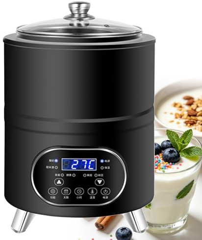 KRYANFEN Macchina per Fermentazione Natto Yogurtiera in Acciaio Inox 400W con Protezione Triplo Strato per Yogurt Probiotico e Natto in Ristoranti e Negozi Bio White-8L