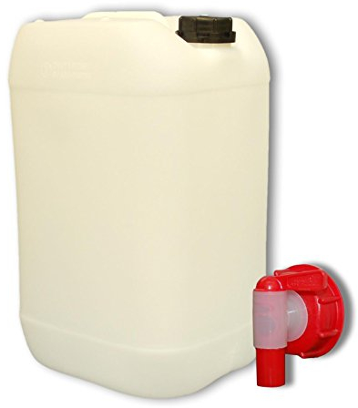 Bidón de polietileno/Jerrycan 25 L natural + 1 Grifo Aeroflow DIN61 (22247+22010)