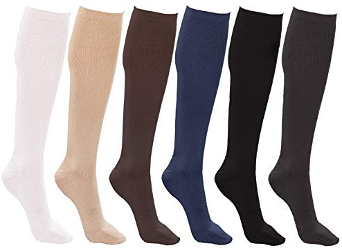 Winterlace Women’s Trouser Socks, Opaque Stretchy Nylon Knee High, Many Colors, 6 or 12 Pairs