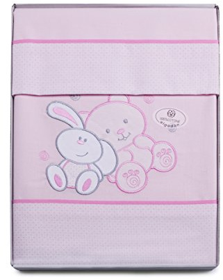 PEKITAS Juego De 3 Piezas De Sábanas Finas para Coche/Capazo/Carrito 40X80 CM 100% Algodón Hecho EN Portugal(Funda Almohada + Sabana + Bajera con Goma, Friends Rosa)