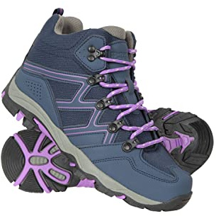 Mountain Warehouse Oscar Kids Walking Boots - Durable Childrens Hiking Shoes, Breathable Girls & Boys Footwear, Suede, Synthetic & Mesh Upper - for Camping & Trekking, Dark Purple, Kids Shoe Size 2 UK