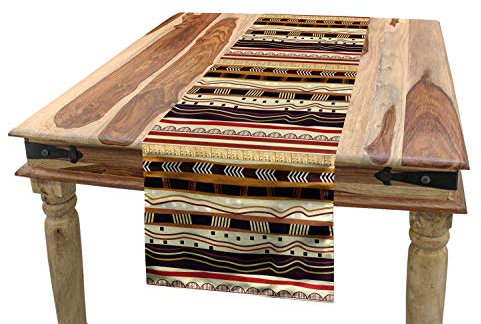 ABAKUHAUS Ethnisch Tischläufer, Afrika Horizontale Streif, Esszimmer Küche Rechteckiger Dekorativer Tischläufer, 40 x 180 cm, Beige Braun
