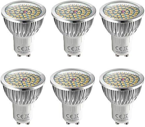 WULUN 6er Pack 6W GU10 LED Lampe mit 48 Stück LED Chips, Superhelles Licht, Ersetzt 60W Halogenlampe, Warmweiß 3000K, 600 Lumen, 120° Strahlwinkel Reflektorlampen, AC 220-240V, Nicht Dimmbar