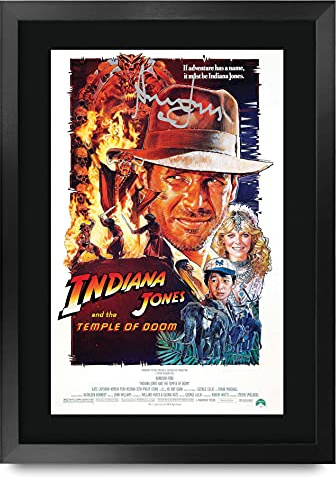 HWC Trading Indiana Jones And The Temple Of Doom A3 Gerahmte Signiert Gedruckt Autogramme Bild Druck-Fotoanzeige Geschenk Für Harrison Ford Filmfans