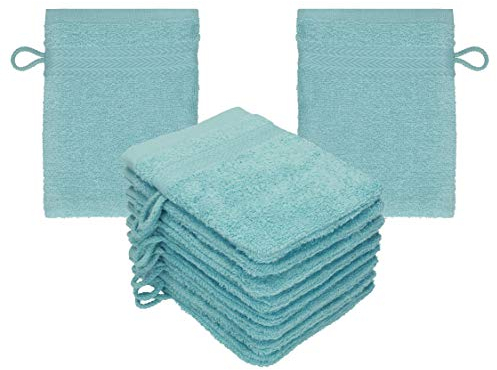 Betz Waschhandschuhe Premium 10 Stück 16x21 cm – 100% Baumwolle 470g/m² – Weiche Frottee Waschlappen – Pflegeleicht & saugstark - Farbe Ocean