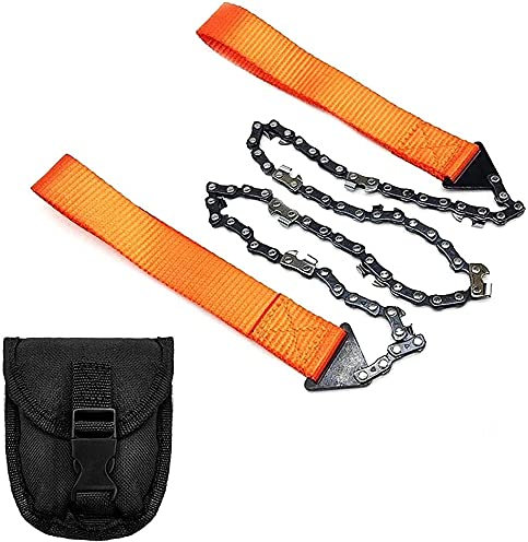 Portable Pocket Hand Chainsaw, Folding Survival Chain Saw with Belt Bag, Emergency Saw for Gardening Survival Outdoor Camping Wood Cutting Hiking Hunting Wood Cutting (Orange)