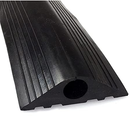 On1shelf Outdoor Cable Protector - Heavy Duty Black 2M, 200CM Safety Wire Cover, Non-Slip Rubber Cable Cover Outdoor, 100mm Width, 20mm Hole, Suitable for Multiple Cables