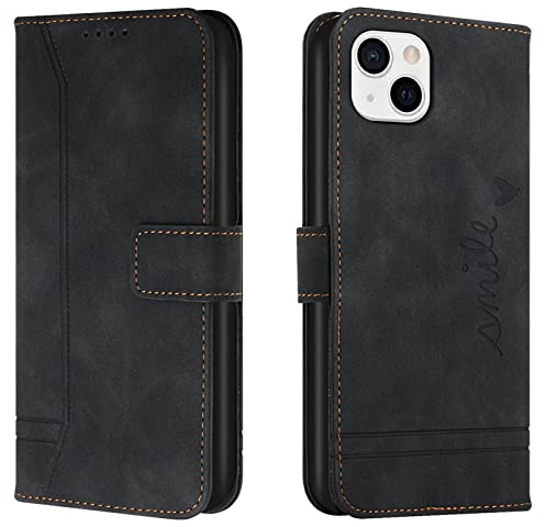 Lihondar Kompatibel mit iPhone 13 Mini Hülle, Handyhülle iPhone 13 Mini (5,4 Zoll), Leder Klappbar Schutzhülle Tasche Wallet mit Brieftasche [Standfunktion] Cover Flip Case Klapphülle (Schwarz)