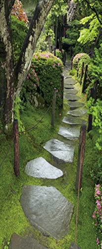 A.Monamour Türtapete Selbstklebend Türfolie Türposter 3D Nasser Steinweg Im Japanischen Zen Garten Im Sommer Vinyl Folie Türdeko Tapete Wandbild Türaufkleber Türtattoo 77x200cm