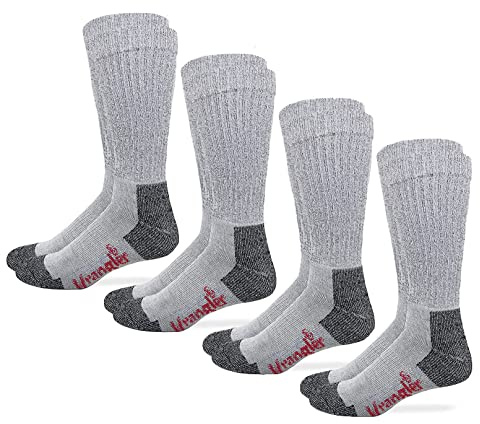 Wrangler Men's Riggs Workwear Over The Calf Work Boot Socks, 2 Pair (Pack of 2), Grey, Large (4 Pair total)