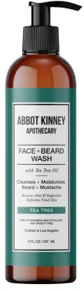 ABBOT KINNEY APOTHECARY Beard Wash, Sulfate Free Men's Face Wash, Softens Facial Hairs, Removes Dandruff and Dirt, Beard Shampoo with Tea Tree Oil and Natural Ingredients, 8 Fl Oz