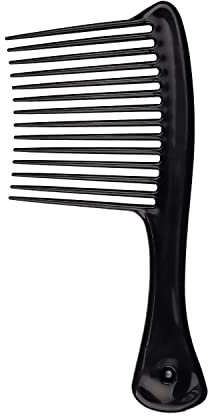 UNVOJL Long Tooth Comb for Curly, Wet, Wavy, Thick Hair and Wigs - Large Tooth Rake Handle Hairstyle Comb (Black)