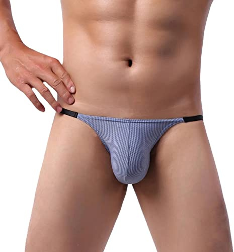Faringoto Sous-vêtements sexy gay pour homme - Mini culotte avec pochette - Taille basse - Bikini, bleu, XL