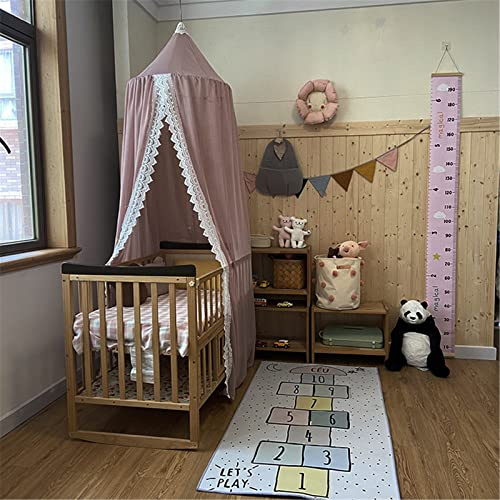 Surwin Betthimmel Madchen Jungen Babybett Doppelbett, Spitze Moskitonetz Baldachin Kinderzimmer Einzelbett Himmel Schlafzimmer Dekoration Spielzelte Kinder Geschenk, Ohne Bohren (Grau lila)