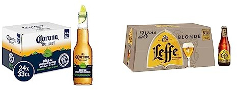 Bière Corona Sunset 5.9% Pack 24 Bouteilles 33cl & Bière Leffe Blonde 6.6% Pack 28 Bouteilles 25cl