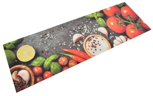 vidaXL Küchenteppich Waschbar Gemüse 60x180 cm Samt