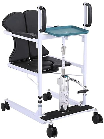 Elevador de pacientes hidráulico para silla de ruedas con asiento dividido de 180 °, elevador de silla de ruedas de transferencia 5 en 1 para ancianos, silla de ducha con elevador de transferencia
