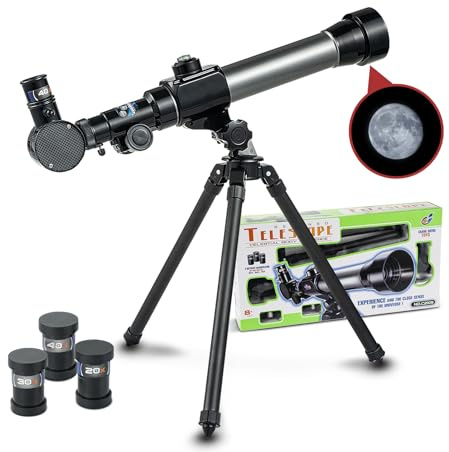 Telescope for Kids 8-12 - Beginner Astronomy Spyglass Telescopic Wish Compass,20x 30x 40x Magnification, Portable for Travel, Gift&Toy for Girls Boys Christmas