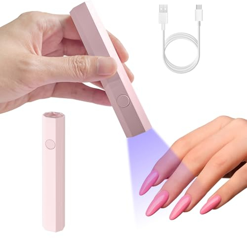 Mini UV Lampe für Nägel, Klein Nagellampe Nageltrockner für Gel Nagellack, Tragbarer 3W UV Led Lampe, 20s/60s Timing-Modi, für Nagellack Aufbaugel Nail Tips Nagelkleber Geschenke für Frauen