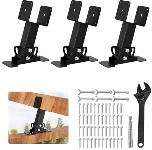 Lipshome Soporte de barra elevadora de techo de pérgola resistente, soporte de montaje ajustable de 180 grados para cenador, techo, patio, pérgola, se adapta a vigas de madera de 4 x 4 y 4 x 6 (3