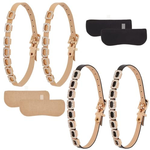 PH PandaHall 2 pares de correas para zapatos de tacón alto de piel con inserciones para cojín en el talón, correas de tobillo de repuesto ajustables bandas para cordones de zapatos correas anti