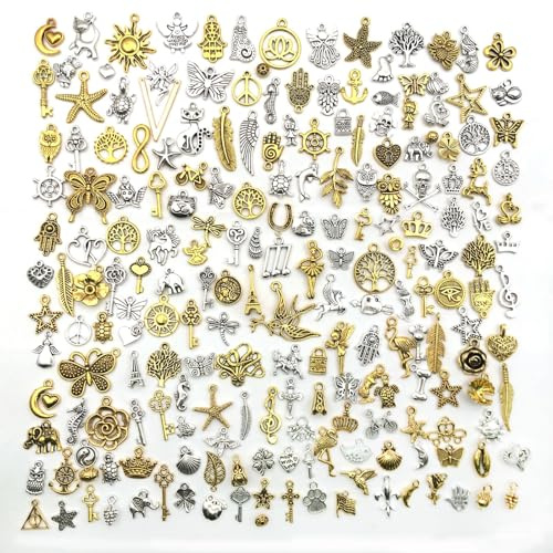 Vente en gros 200PCS Charms en argent tibétain,Breloque pour Bijoux- Vintage Charms Pendentifs DIY pour Bracelet Collier