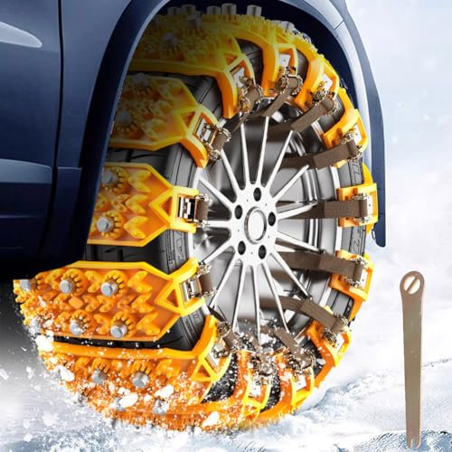 2PCS Universal Anti-Slip Car Chains - All Season Anti-Skid Snow Chains for Snow, Ice, Mud - Fit SUV, Offroad Truck Tire Width 165mm-265mm/6.5-10.4''
