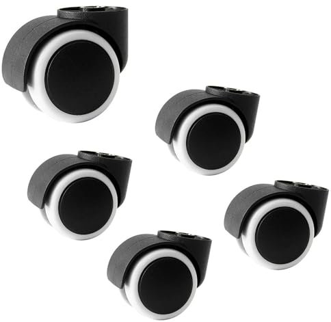 IMUNKT 5 Roulette Chaise Bureau sans Tige 50mm roulettes De Rechange pour Chaises Pivotantes, roulettes Pivotantes Silencieuses, Roues en Polyuréthane(White)