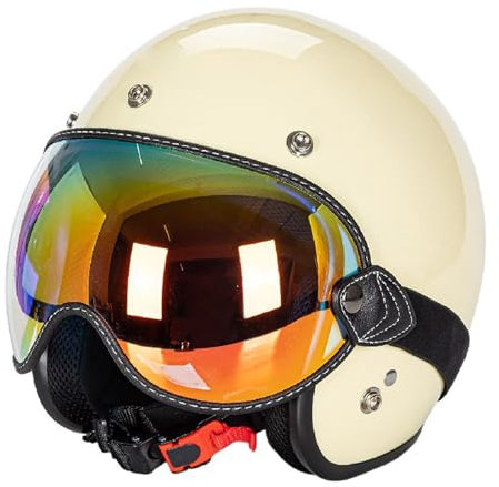 KIMISS Lunettes de Moto Vintage, Lunettes de Protection Motocross, Orange Extérieur (ORANGE)