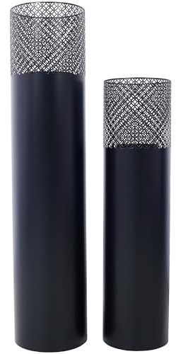 Decorative Lantern Column Set of 2, Rust Industrial Design for Outdoor/Indoor, 37 1/2 x 29 1/2 in, Includes Candles,Lantern for Outdoor and Indoor (Black)