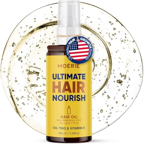 Moerie Ultimate Hair Oil for frizzy, dry and damaged Hair - Deeply Nourishing Rejuvenation - Hair Oil for Ends and Mids - With Vitamin E, Jojoba & Hemp - Gotas de aceite para el cabello - 3.38 oz